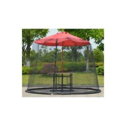 BSR - Moustiquaire Parapluie Cylindrique Diamètre 3m Fermeture Éclair et Ballast Maille Noire