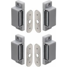 4x Loqueteau magnétique rectangulaire avec contre plaque en acier force 2kg à visser Loquet Aimant