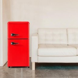 Dolinhome - Réfrigérateur rétro, hauteur 86,8 cm, largeur 45,5 cm, volume total 60 litres, capacité