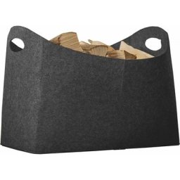 Hamea - Sac à bûches gris foncé en feutrine thermoformé 30x39x54cm