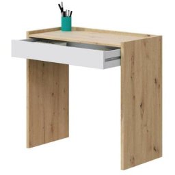 Noa Bureau pour jeunes 1 tiroir Chêne Nodi et Blanc Artik bureau chambre nordique 77x82x40 cm