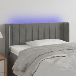 Tête de lit à led Armoire de tête de lit Gris clair 93x16x78/88 cm Velours 40232 - Gris