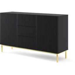 Commode Ravenna b 150 cm 2D3S fraisé noir mat + cadre