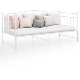 Cadre de canapé-Lit Simple pour adulte extensible Blanc Métal 90x200 cm,206,5 x 185 x 89,5 cm