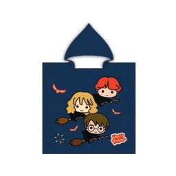 Poncho avec capuche - Harry Potter - Harry, Hermione et Ron - Bleu