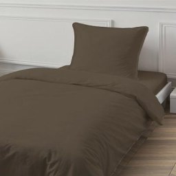 Housse de couette unie coton 57 fils marron taupe 140x200cm coton unis - taupe