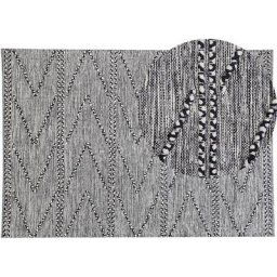 Tapis Rectangulaire Noir et Blanc en Coton pour Chambre ou Salon Boho et Rustique 160 x 230 cm