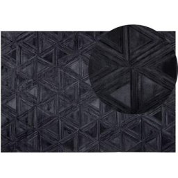 Beliani - Tapis Rectangulaire Noir en Cuir pour Intérieur Moderne 160 x 230 cm Noir