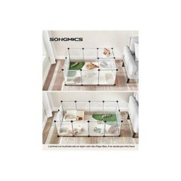 Songmics - Parc Enclos, Cage, Clôture, avec Plancher, Intérieur, Modulable, en Plastique, pour