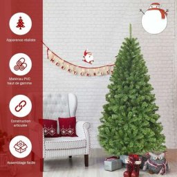 Arbre de Noël Artificiel 180CM Ouverture Automatique des Branches avec Support en Métal, 928