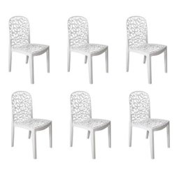 Shaf - Flora: Pack de 6 chaises design Blanches - Blanc