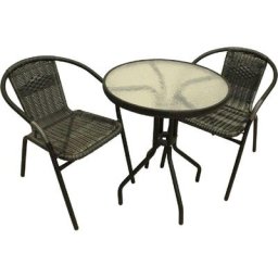 Life In Garden - Lif set salon de jardin poly rotin Achille table ronde cm 60x70h avec verre