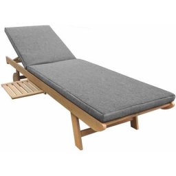 Bain de soleil pliant en acacia kanawa - coussin gris - grey