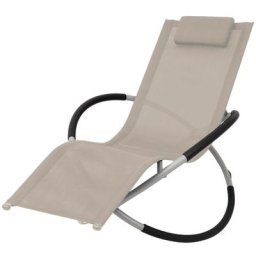 Bain de soleil géométrique d'extérieur Moderne - Transat - Fauteuil de jardin relax - Acier Crème