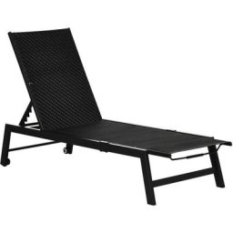Bain de soleil transat grand confort - dossier inclinable 5 positions roulettes - châssis alu.