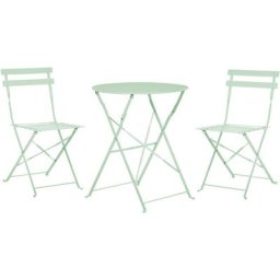 Beliani - Salon de Jardin Bistrot Table et 2 Chaises en Acier Vert Menthe avec Patins Fiori - Vert