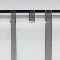1 Piècestore romain à passants rideaux en voile transparents gris LxH 100x140cm avec ruban rideau