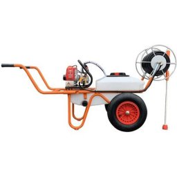 Chariot de sulfatage à moteur à essence 4 temps d'une capacité de 50 litres avec 2 roues et