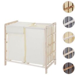 Bac à linge HW C-B60, Boîte à linge panier à linge, bois massif 60x60x33cm 68l blanc miteux,