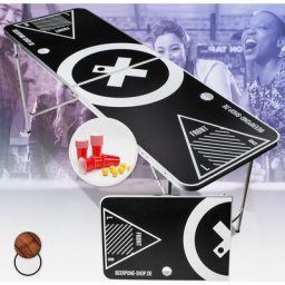 Baseliner table de Beer Pong Set audio Poignées de transport Porte-balles 6 balles - Noir