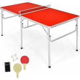 Table de Ping-pong Pliable Table de Tennis de Table Portable avec 2 Raquettes et 4 Balles Coffret