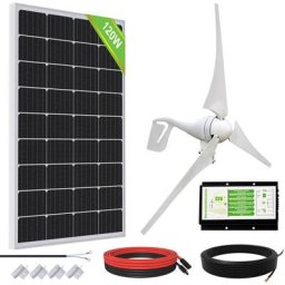 Eco-worthy - Kit hybride 520W 12V: generateur eolien 400W dc avec panneau solaire 120W pour maison,
