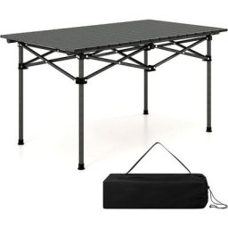 COSTWAY Table de Camping Pliante Portable Aluminium 4-6 Personnes 95 x 55CM Charge 60KG Table