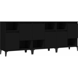 Buffets 3 pcs noir 60x35x70 cm bois d'ingénierie Vidaxl Black