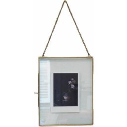 Cadre photo vertical avec chaîne en verre et métal finition laiton antique Mira - D´oro