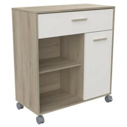 Armoire pour four à micro-ondes Kronberg en chêne et blanc mat pour cuisine 90x40x81 cm design