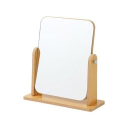 Miroir de Maquillage de Table Rotatif à 360 degrés avec Support Miroir de Bureau en Bois
