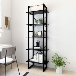 Bibliothèque à 5 niveaux Noir 60x30x175 cm Aggloméré