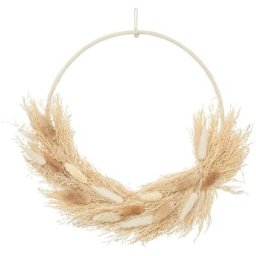 Atmosphera - Couronne de fleurs séchées - D34 cm créateur d'intérieur - Beige