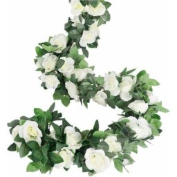 Lot de 4 Guirlande de Rose Artificielles avec Feuille de Lierre Fausse Soie Roses Fleurs