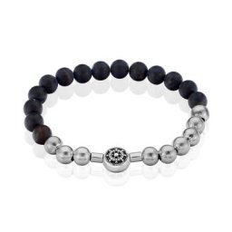Bracelet Acier Lysane Boules Lisses Noires