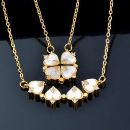 SINLEERY-Collier romantique en acier inoxydable pour femme 4 coquillages coeur fleur bijoux
