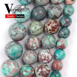 Perles Rondes en Pierre Naturelle Jaspe Turquoise Sédiment de Mer Bleu de Lac 6/8/10mm pour