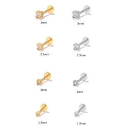 Aide-bague Labret en argent Sterling 925 boucles d'oreilles en Zircon pour femmes sphère Tragus