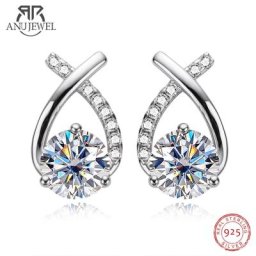 Anujewelry – boucles d'oreilles couleur Moissanite 4cttw D en argent Sterling 925 plaqué or 18