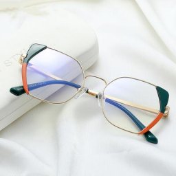 Lunettes Polygone à Miroir pio pour Femme Monture Deux Documents Anti-Lumière Bleue Nouvelle Mode