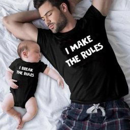 T-shirt drôle «I Make/break The Rules» pour papa et bébé barboteuse en coton vêtements assortis