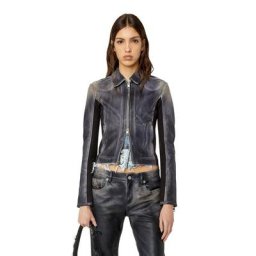 DIESEL Veste en cuir perforé à empiècements