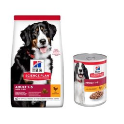 14kg Adult 1-5 Large poulet Science Plan Hill's Croquettes pour chien + 6 sachets offerts !