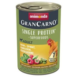 6x400g Adult Superfoods poulet, épinards, framboises, graines de potiron Animonda GranCarno