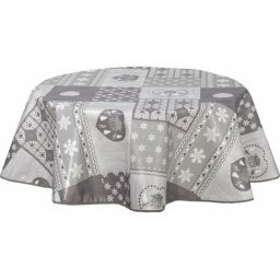 Nappe ronde en toile cirée campagne Audrey - Diam. 150 - Gris