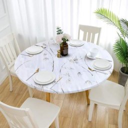 Nappe ronde résistante à l'huile imperméable à l'eau bord élastique décoration d'intérieur (140 cm,