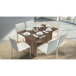 Dmora - Table extensible Lavanda, Table à manger avec ouverture de livre, Console polyvalente