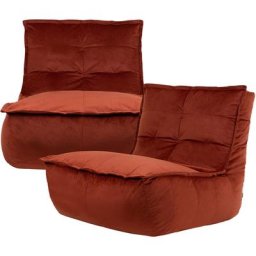 Pouf Modulable en Velours Dolce, Lot de 2, Pouf Fauteuil de Salon xxl, Terracotta - Terracotta