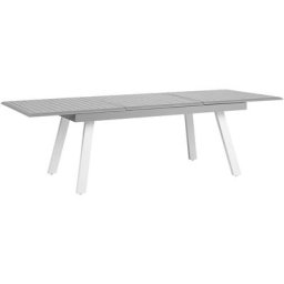 Table de Jardin Extensible 175 / 255 x 100 cm en Aluminium Gris et Blanc avec Design Moderne pour