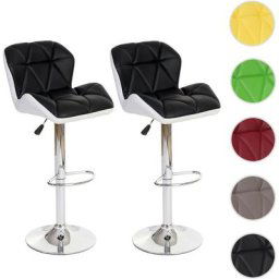 HW - 2x Tabouret de bar C-A92, tabouret pour comptoir, réglable en hauteur, similicuir - bleu